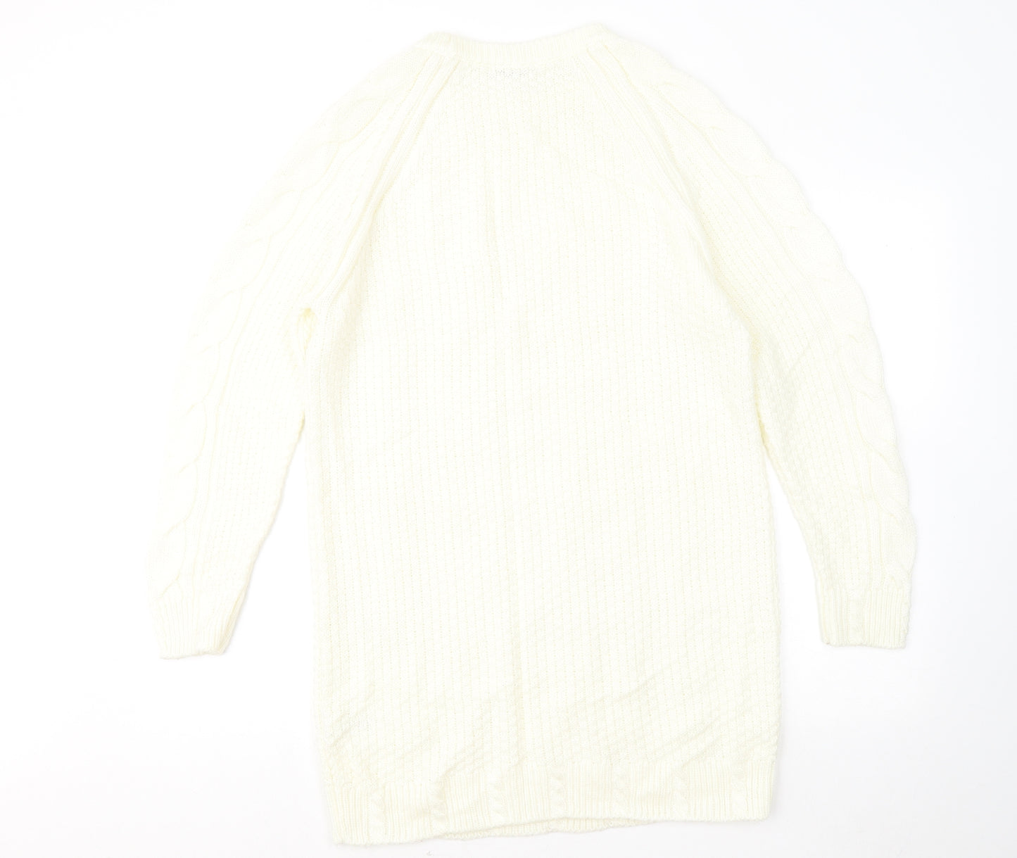TU Womens Yellow Round Neck Geometric Acrylic Pullover Jumper Size S