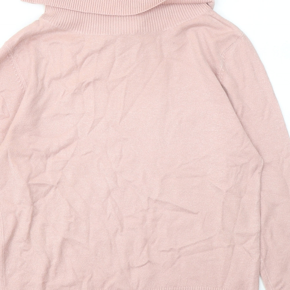 Principles Womens Pink Roll Neck Acrylic Pullover Jumper Size 14