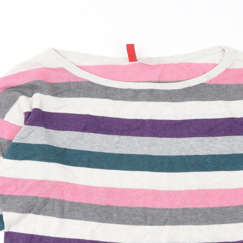 Divided by H&M Womens Multicoloured Round Neck Striped Cotton Pullover Jumper Size S