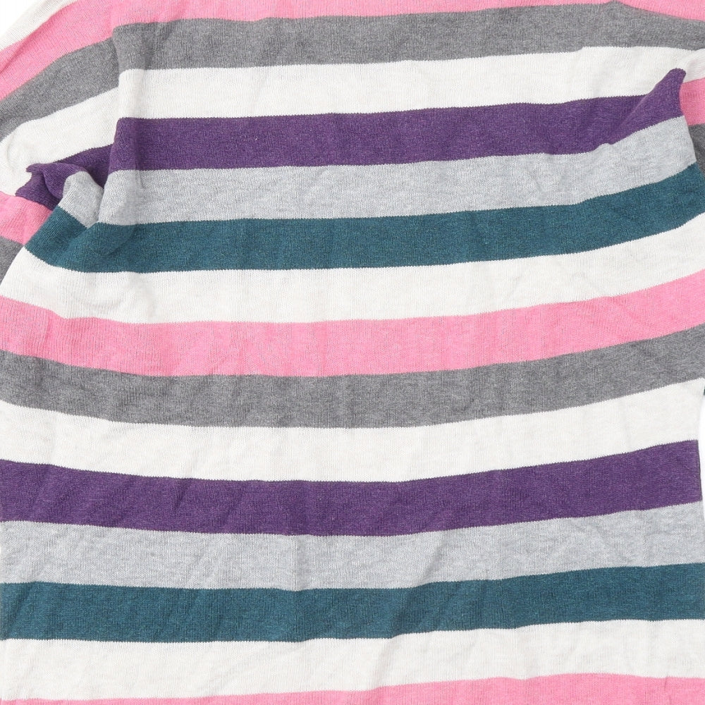 Divided by H&M Womens Multicoloured Round Neck Striped Cotton Pullover Jumper Size S