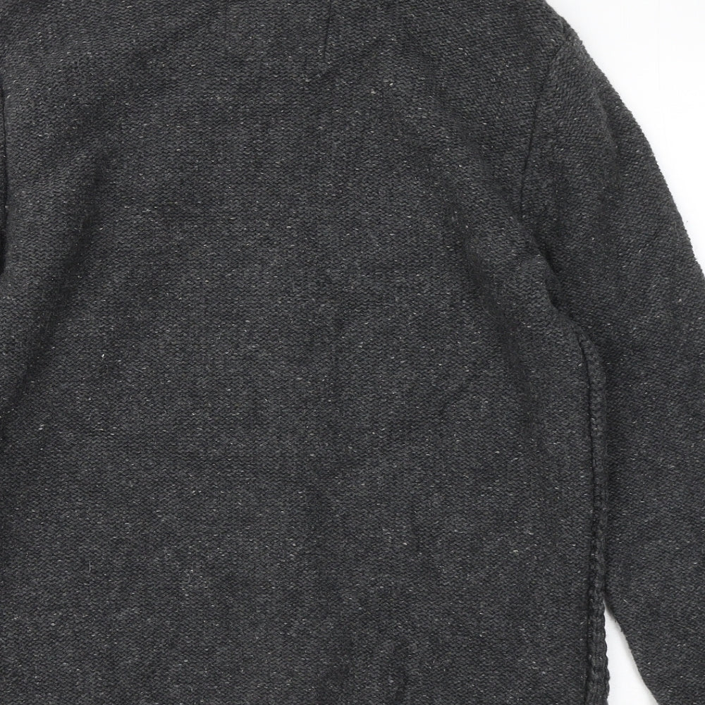 MANTARAY PRODUCTS Mens Grey Mock Neck Cotton Full Zip Jumper Size M