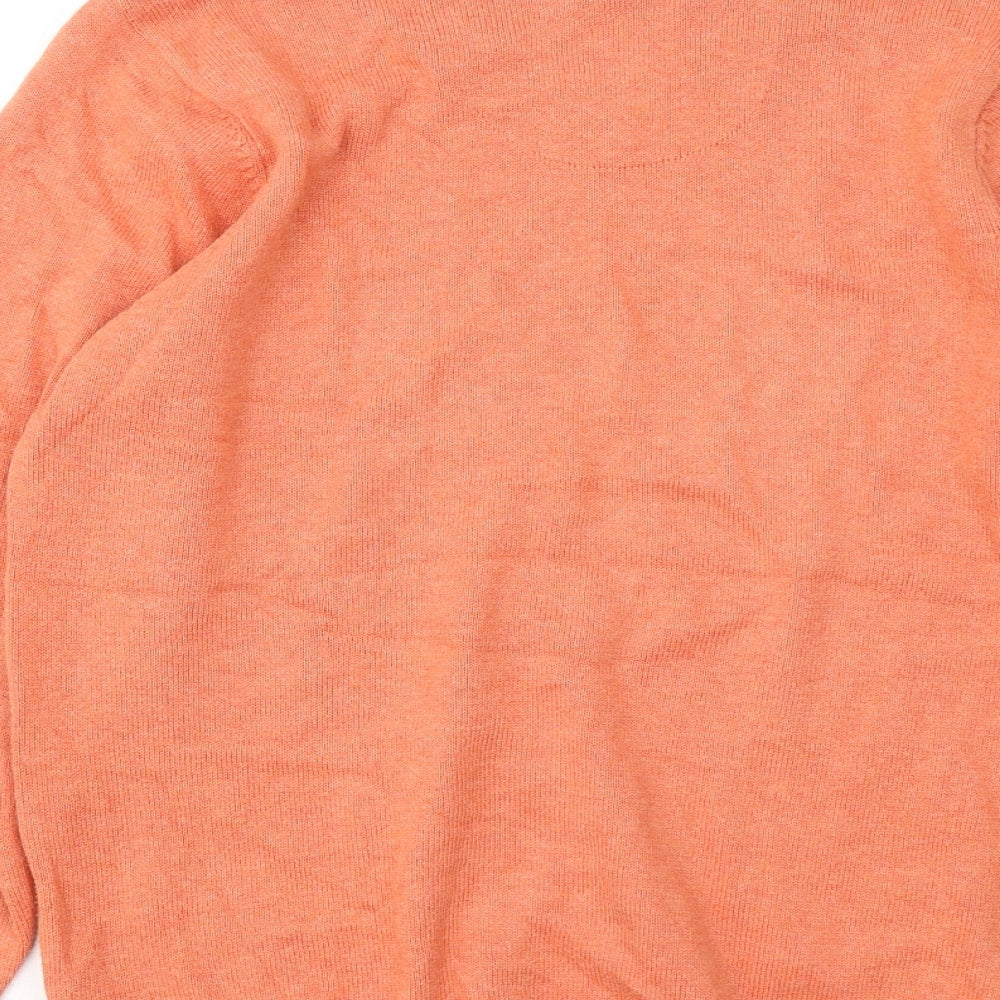 Blue Harbour Mens Orange V-Neck Cotton Pullover Jumper Size S