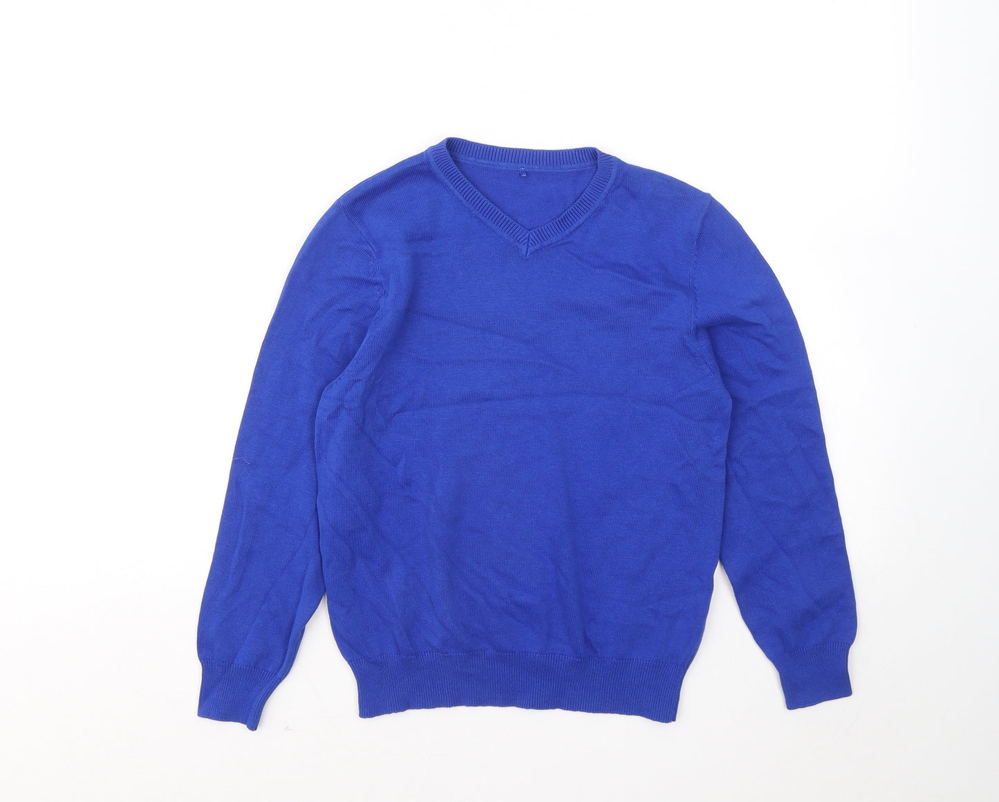 George Boys Blue V-Neck Cotton Pullover Jumper Size 8-9 Years