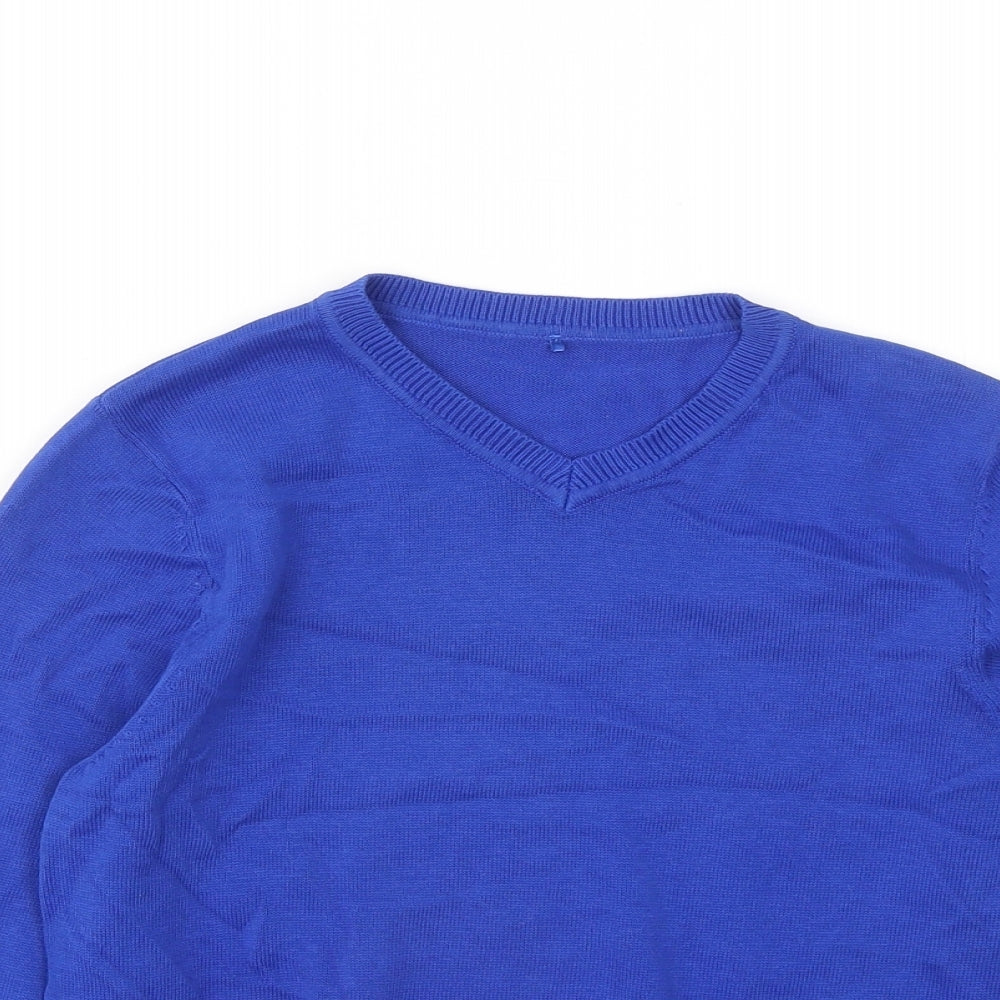 George Boys Blue V-Neck Cotton Pullover Jumper Size 8-9 Years