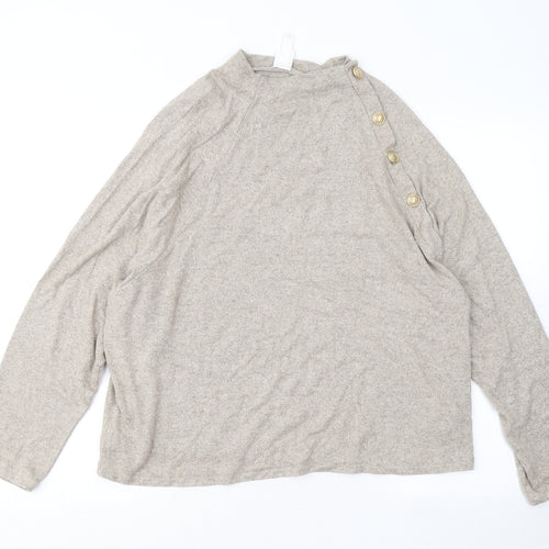 H&M Womens Beige Round Neck Viscose Pullover Jumper Size L