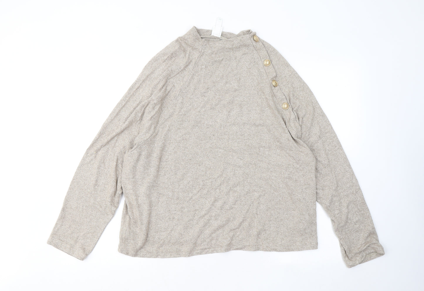 H&M Womens Beige Round Neck Viscose Pullover Jumper Size L