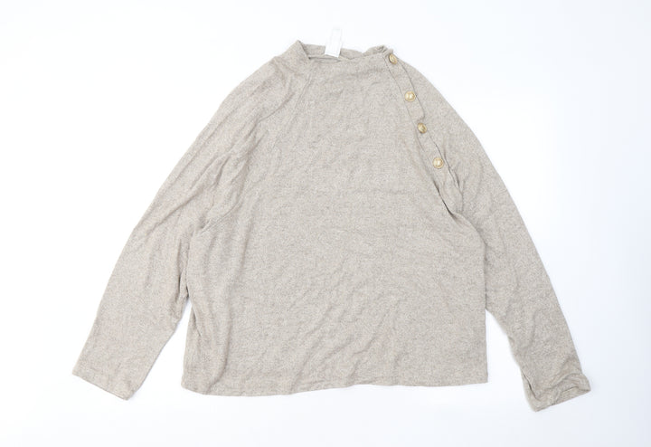 H&M Womens Beige Round Neck Viscose Pullover Jumper Size L