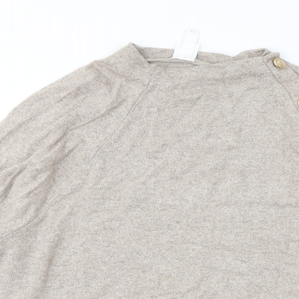 H&M Womens Beige Round Neck Viscose Pullover Jumper Size L