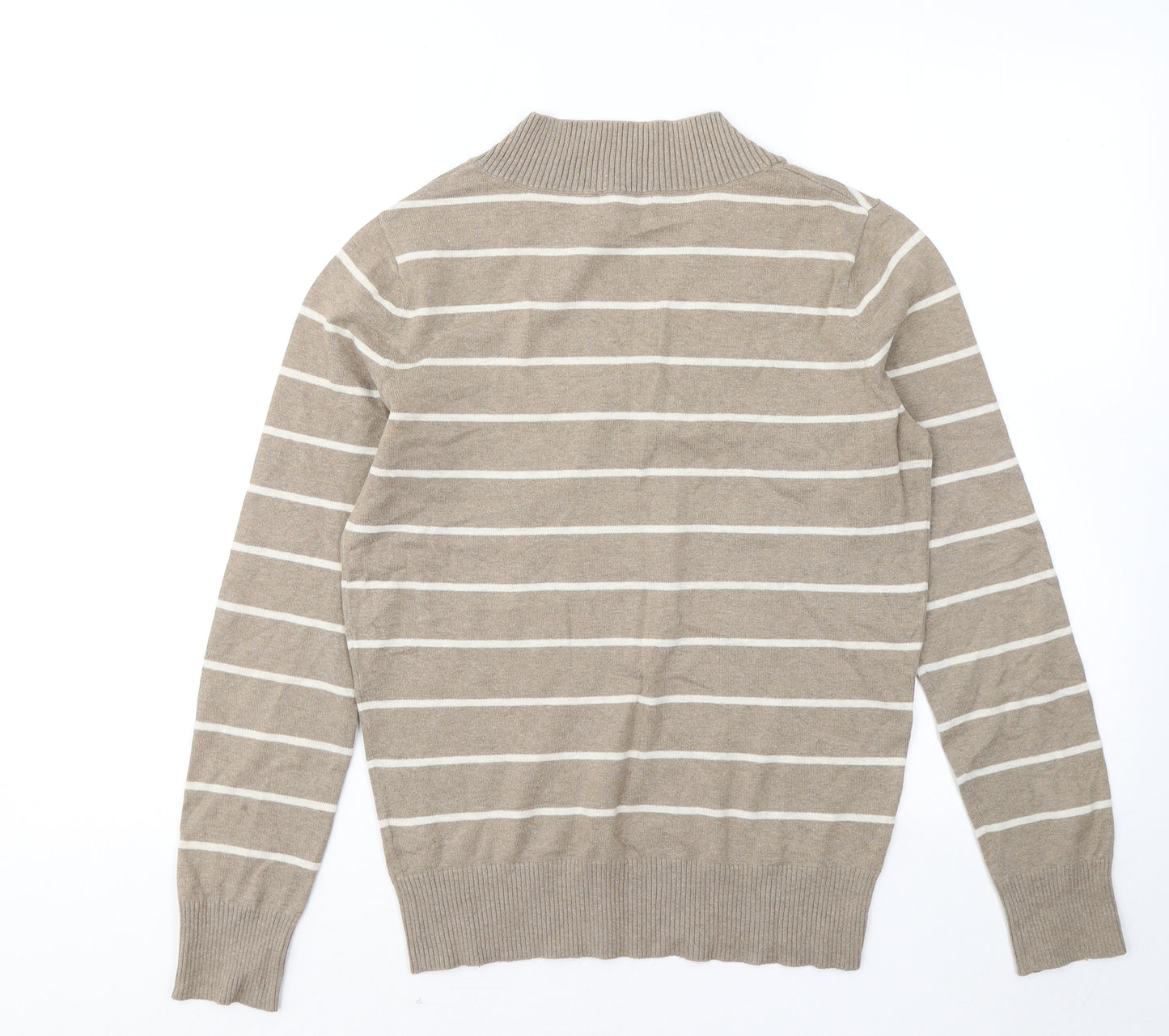 Gap Womens Brown V-Neck Striped Cotton Pullover Jumper Size M