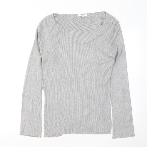 SWEEWE Womens Grey Round Neck Viscose Pullover Jumper Size M