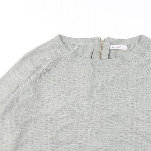 Marks and Spencer Womens Grey Round Neck Geometric Acrylic Pullover Jumper Size 16