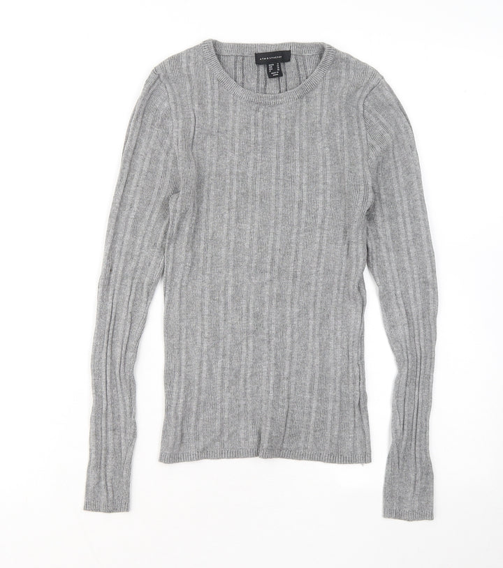 Atmosphere Womens Grey Round Neck Viscose Pullover Jumper Size 14