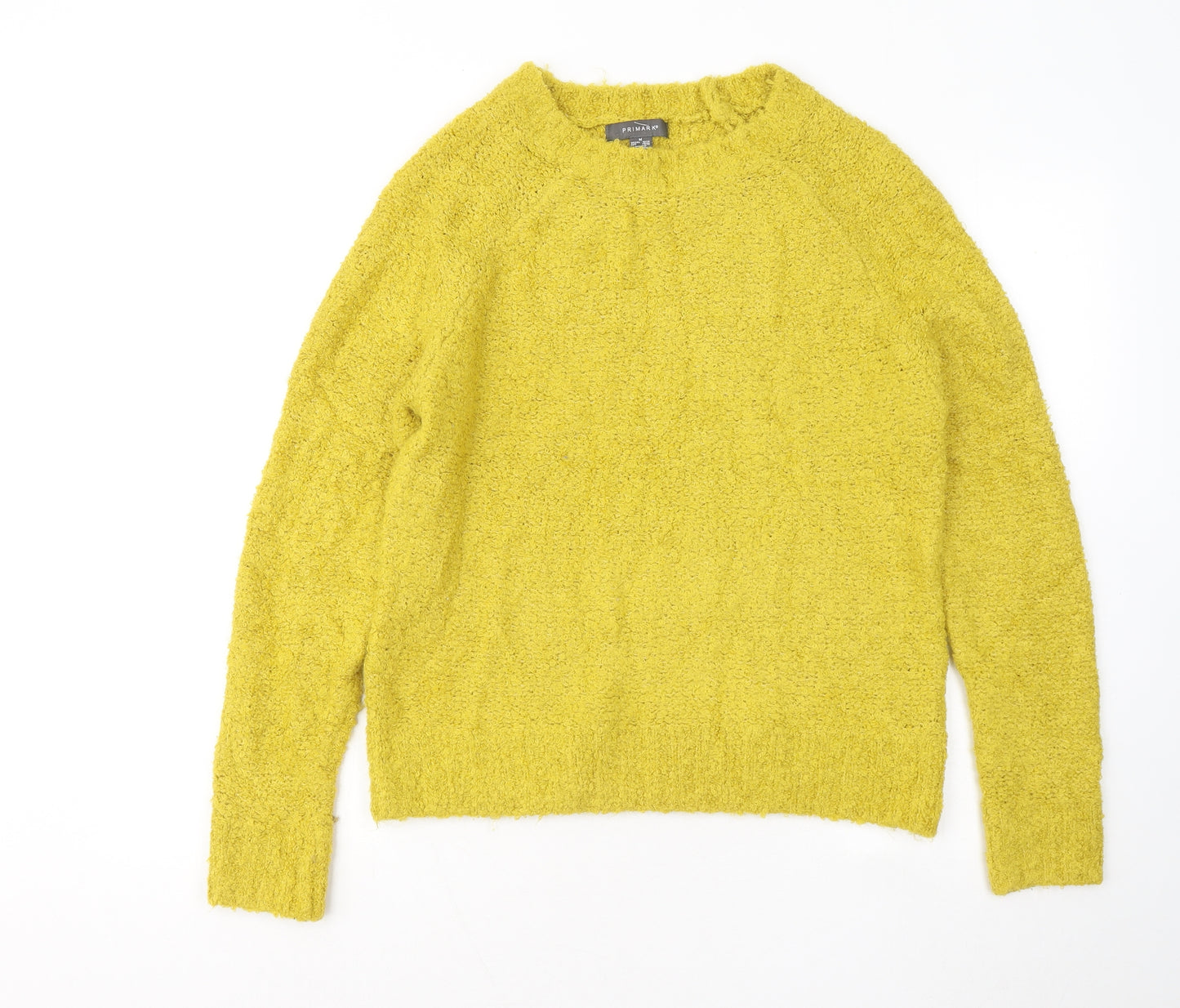 Primark Womens Yellow Round Neck Acrylic Pullover Jumper Size 12