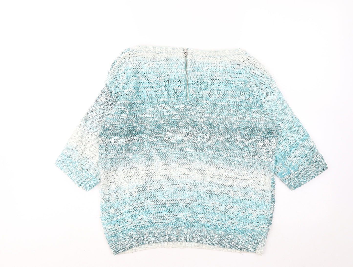 TU Womens Blue Round Neck Geometric Acrylic Pullover Jumper Size 12