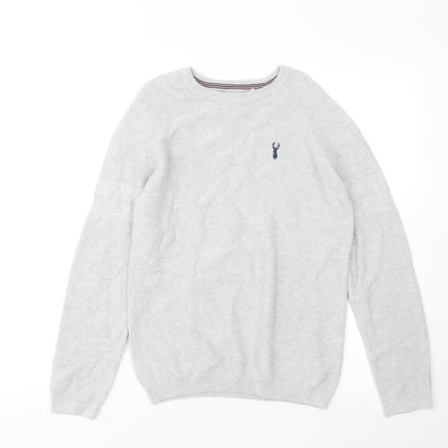 NEXT Boys Grey Round Neck Cotton Pullover Jumper Size 11 Years
