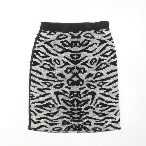 Marc Cain Womens Grey Geometric Wool Skater Skirt Size 28 in