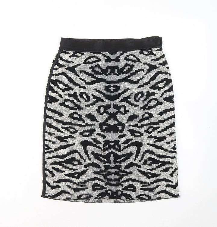 Marc Cain Womens Grey Geometric Wool Skater Skirt Size 28 in
