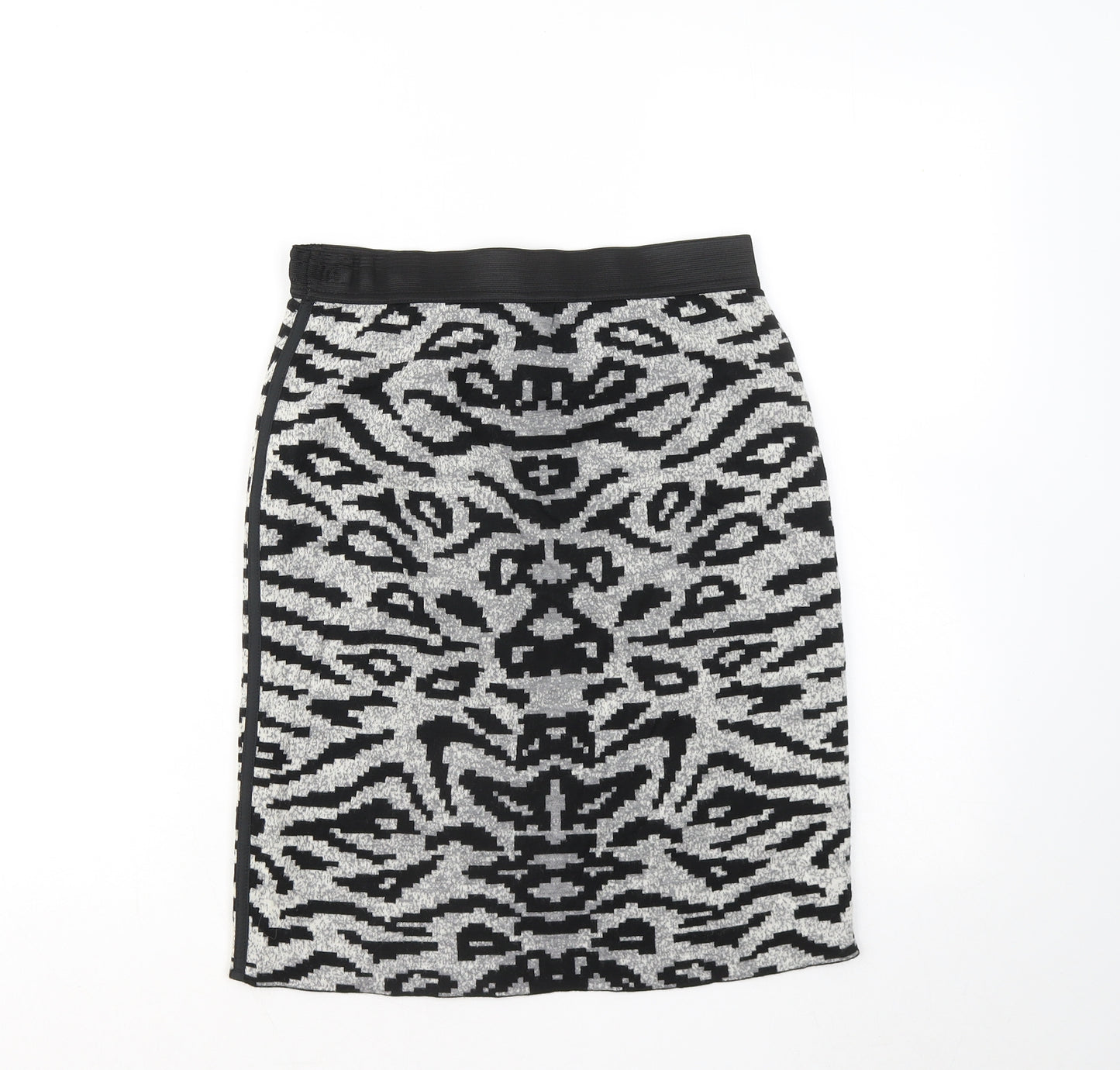 Marc Cain Womens Grey Geometric Wool Skater Skirt Size 28 in