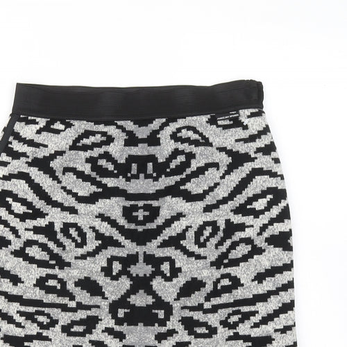 Marc Cain Womens Grey Geometric Wool Skater Skirt Size 28 in