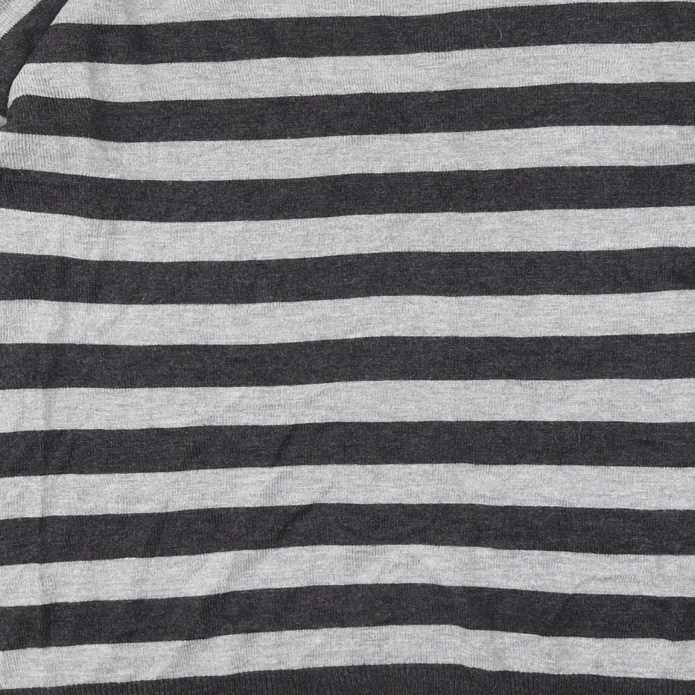 Atmosphere Womens Grey V-Neck Striped Acrylic Pullover Jumper Size 8