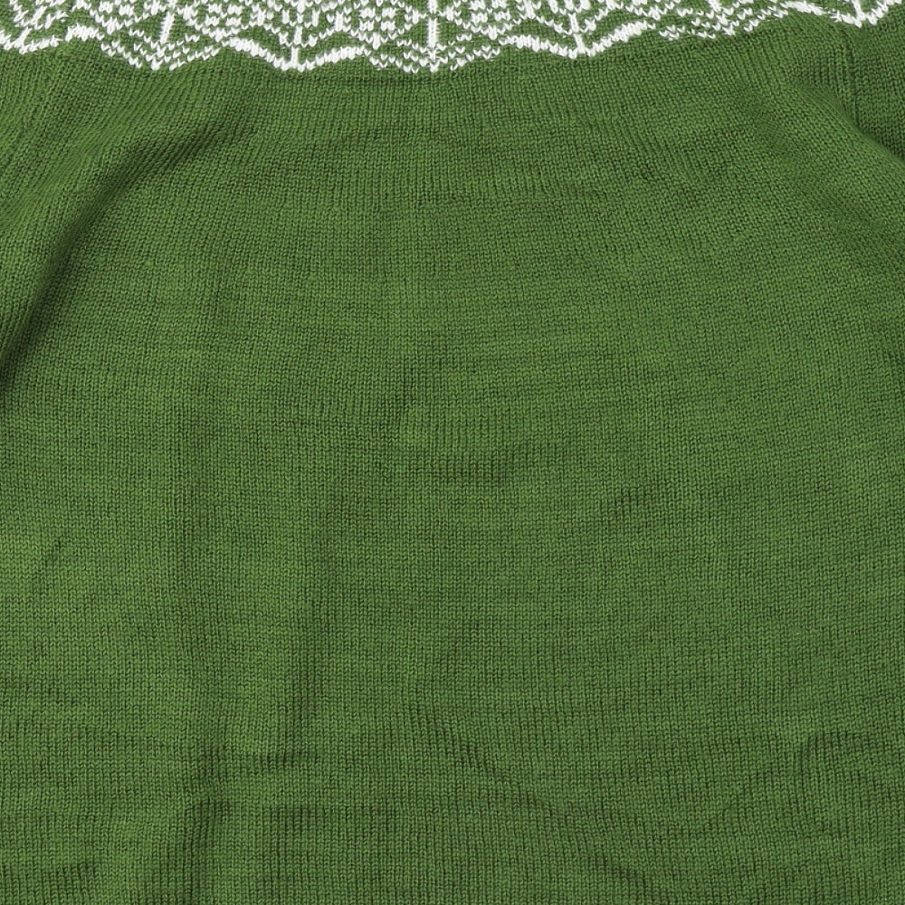MissLook Womens Green Round Neck Geometric Acrylic Pullover Jumper Size M
