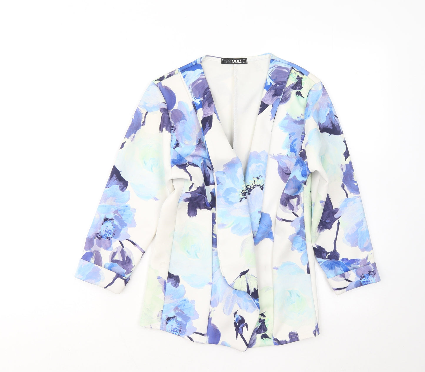 Quiz Womens Blue Floral Jacket Blazer Size 6