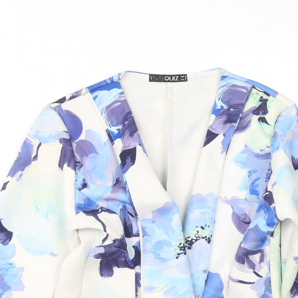 Quiz Womens Blue Floral Jacket Blazer Size 6