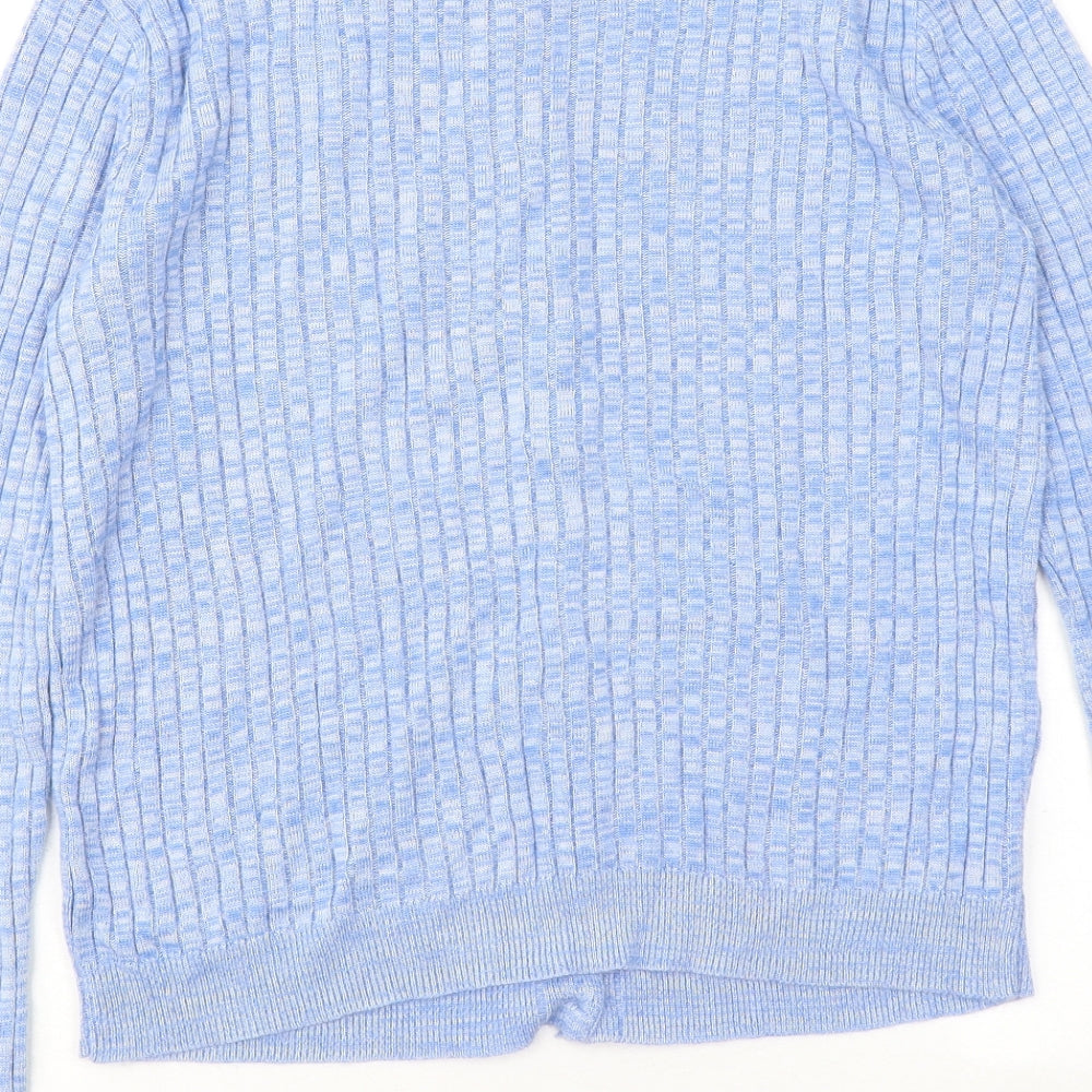 TU Womens Blue Round Neck Acrylic Cardigan Jumper Size 12