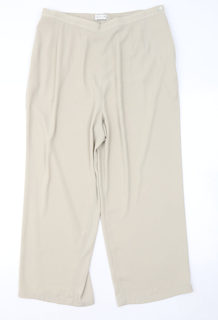 Platinum Womens Beige Polyester Trousers Size 18 L25 in Regular