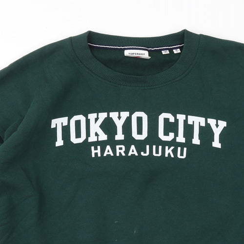 Superdry Mens Green Cotton Pullover Sweatshirt Size L - Tokyo City Harajuku