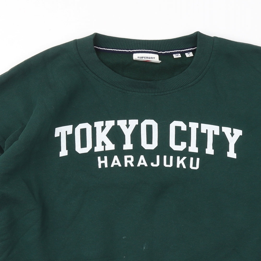 Superdry Mens Green Cotton Pullover Sweatshirt Size L - Tokyo City Harajuku