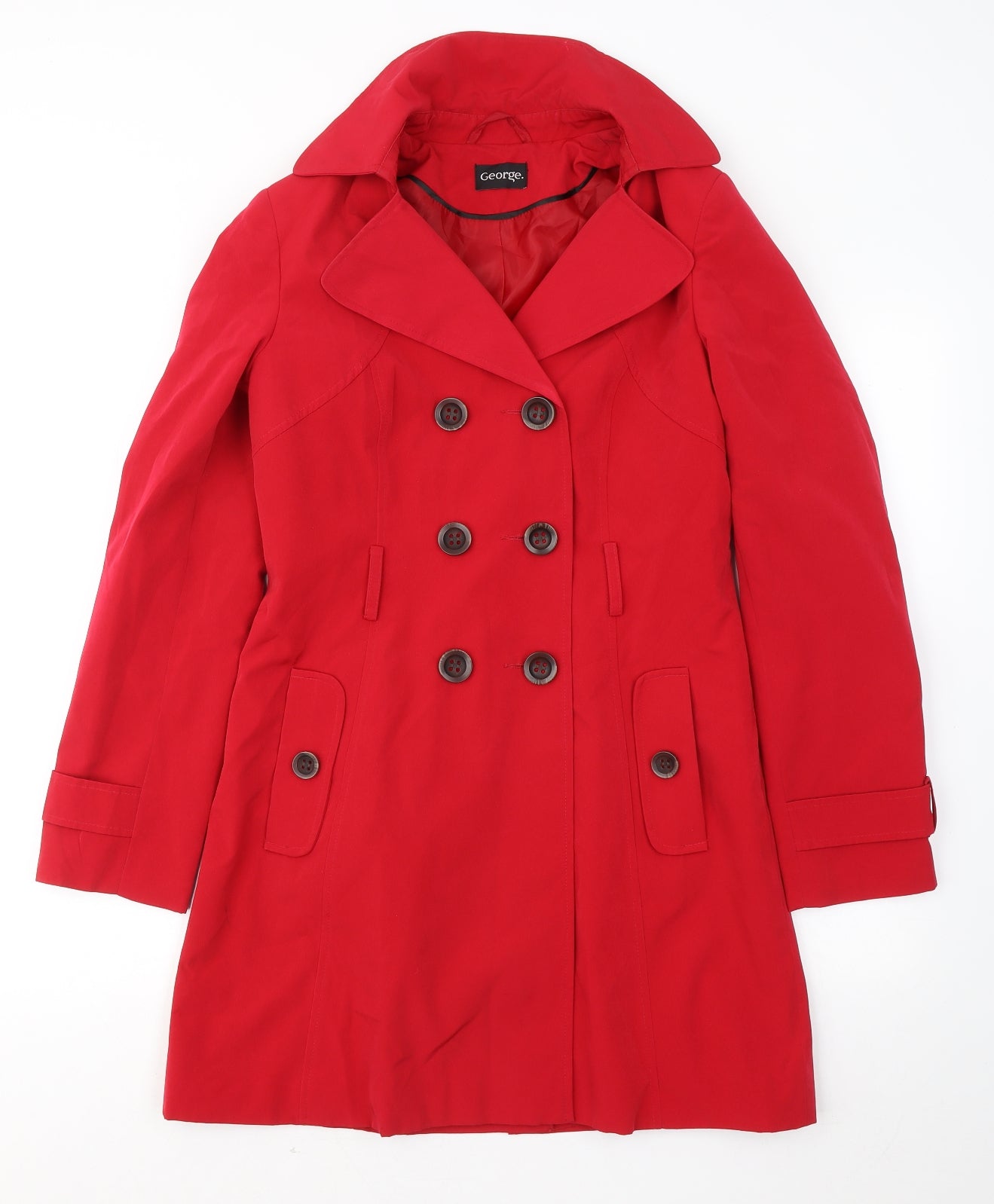 George Womens Red Trench Coat Coat Size 10