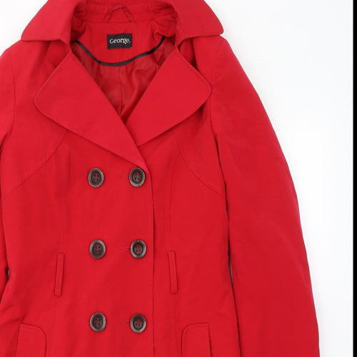 George Womens Red Trench Coat Coat Size 10