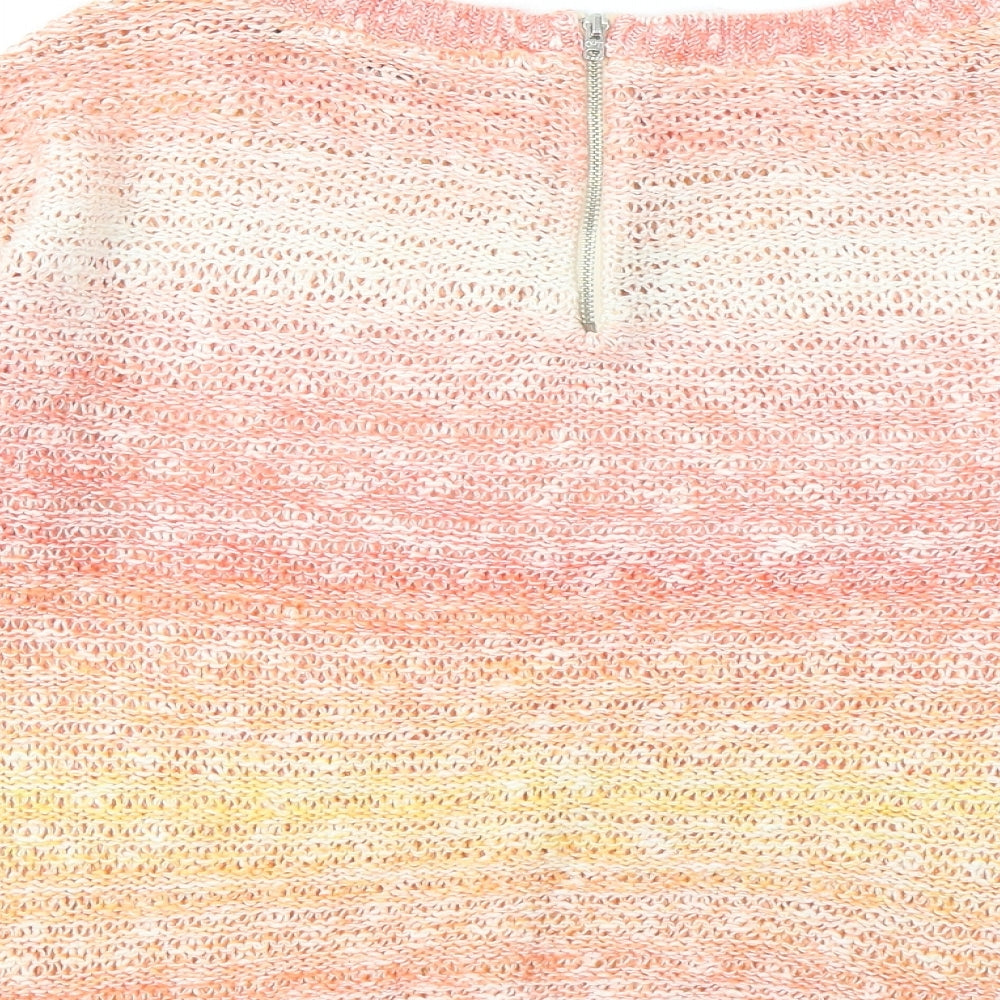 TU Womens Multicoloured Round Neck Geometric Cotton Pullover Jumper Size 12