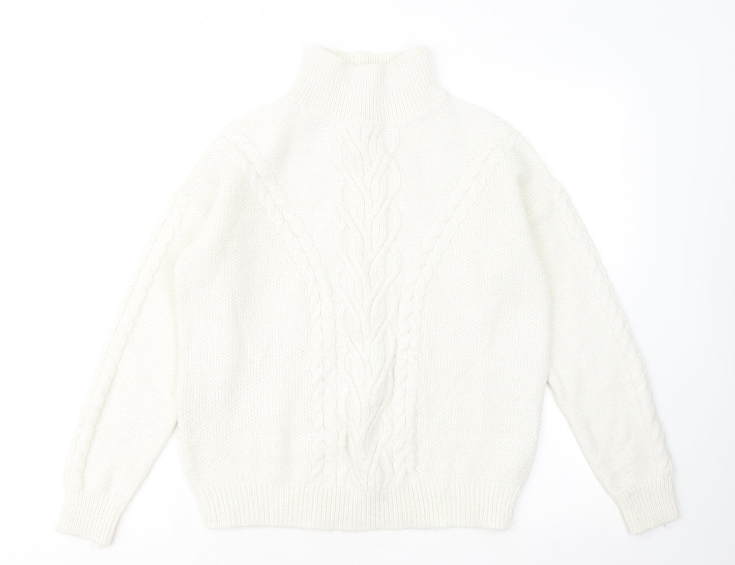 George Womens White Mock Neck Acrylic Pullover Jumper Size 8
