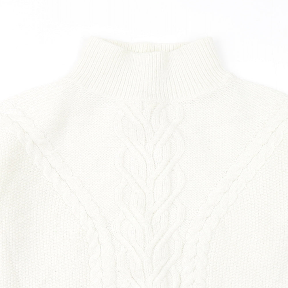 George Womens White Mock Neck Acrylic Pullover Jumper Size 8