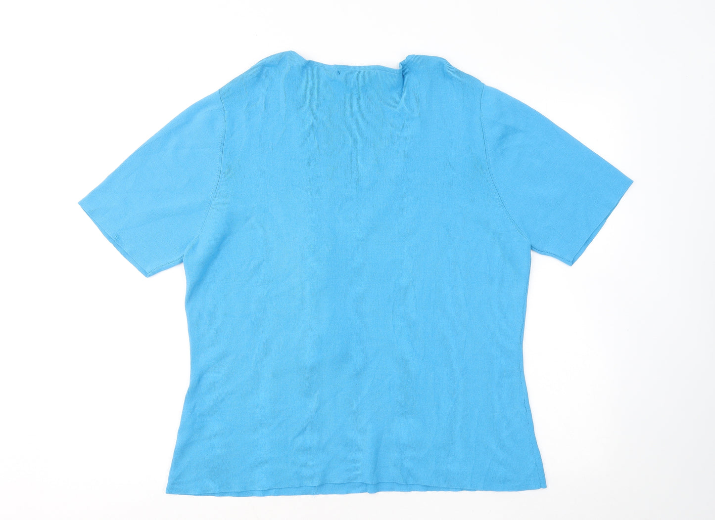 Stephen Y Womens Blue V-Neck Rayon Pullover Jumper Size 2XL - Flowers