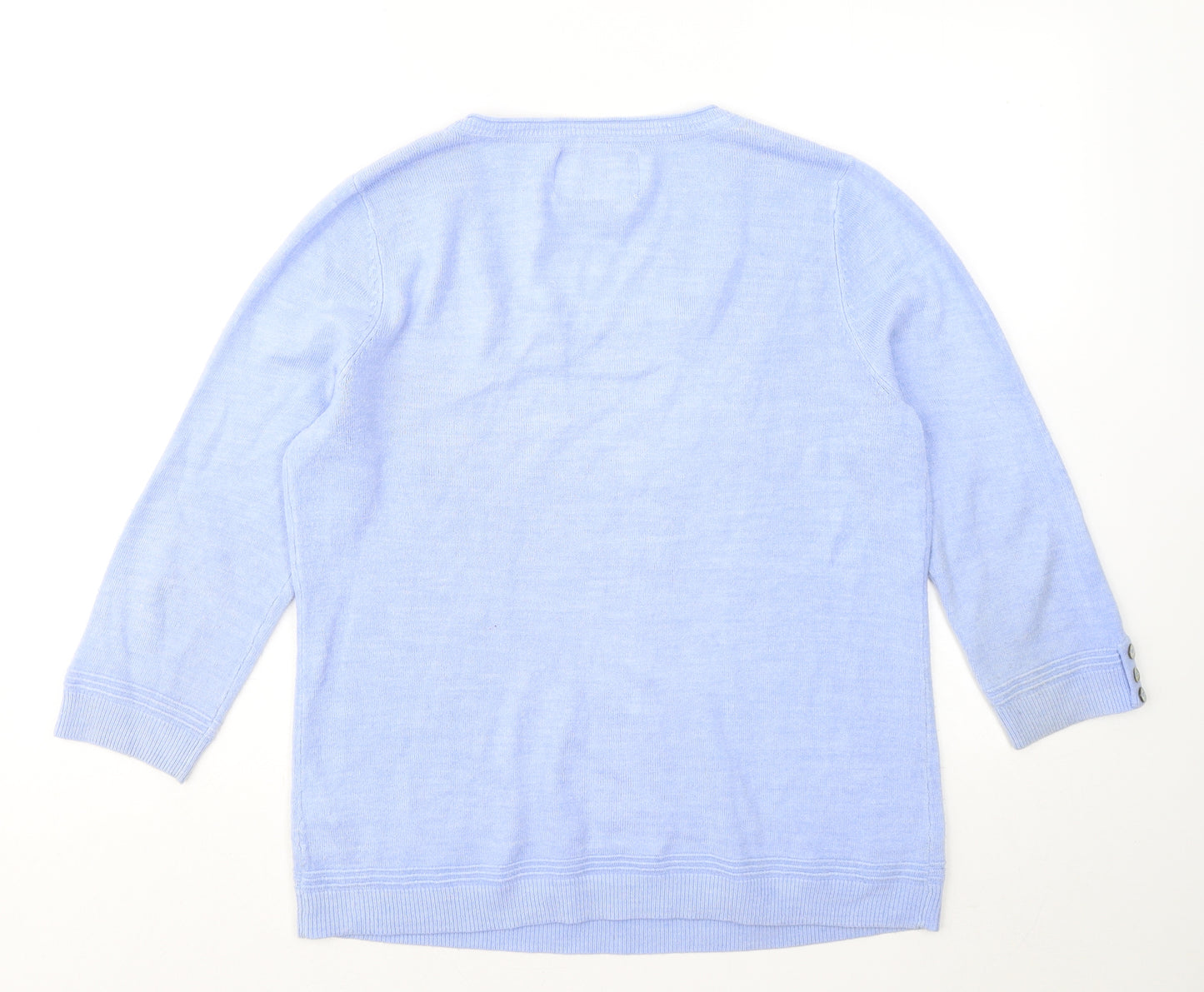 Maine Womens Blue Square Neck Acrylic Pullover Jumper Size 16