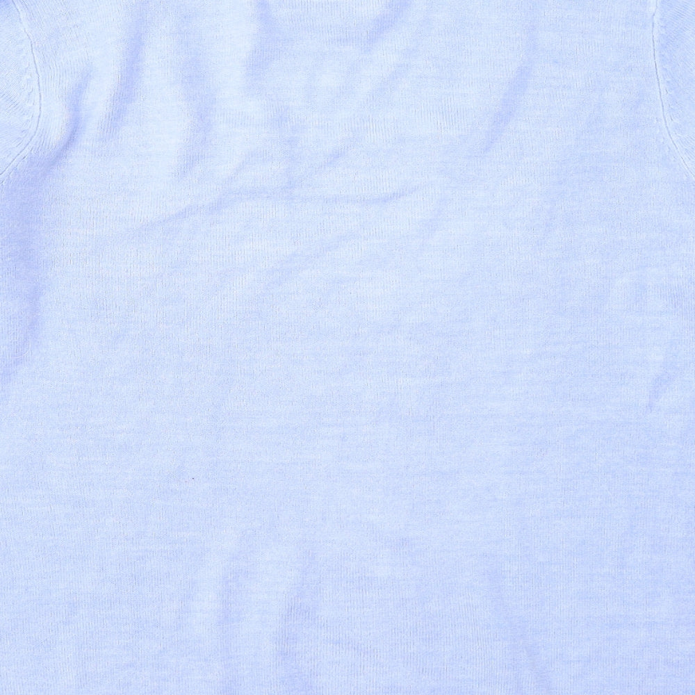 Maine Womens Blue Square Neck Acrylic Pullover Jumper Size 16