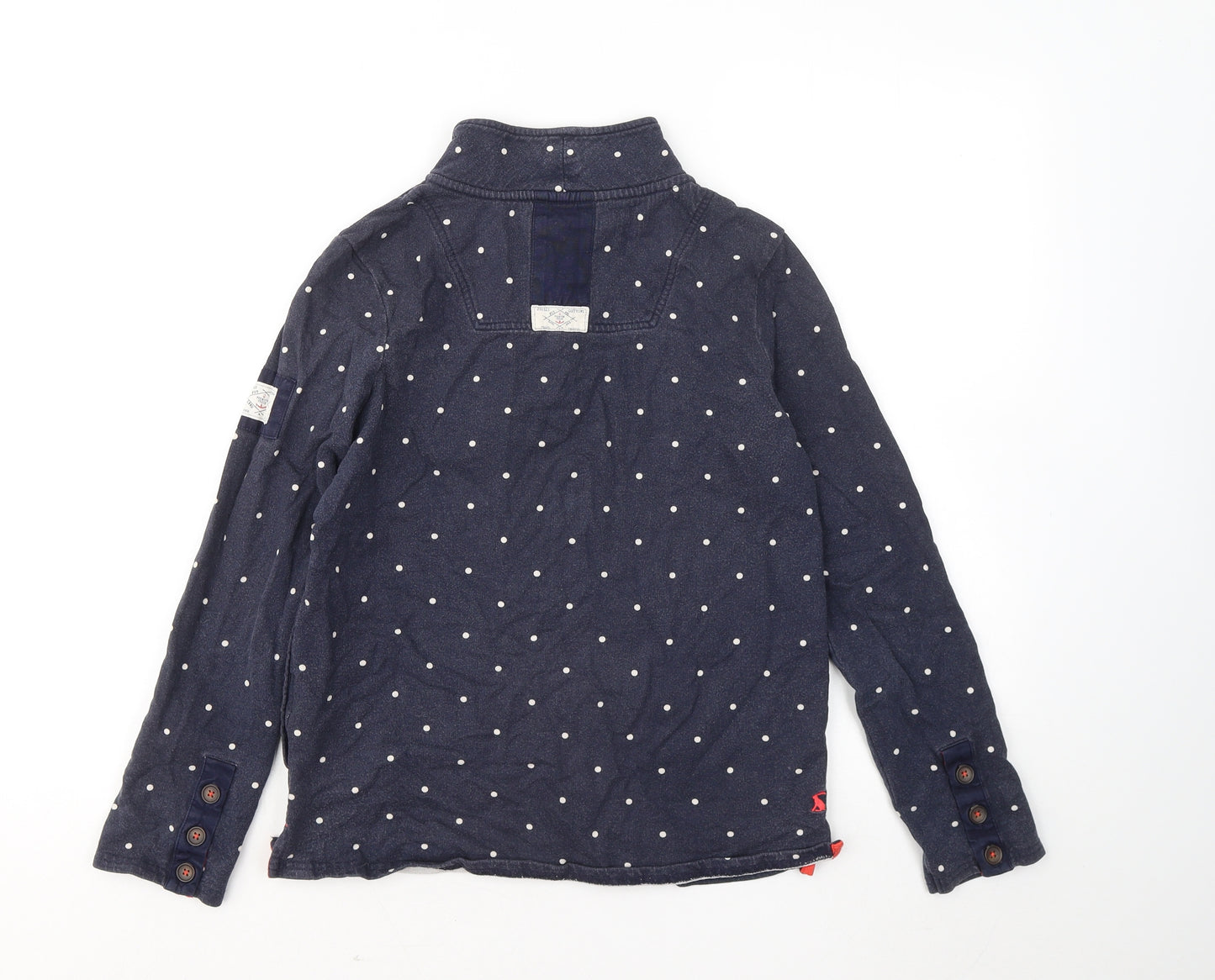 Joules Womens Blue Round Neck Polka Dot Cotton Pullover Jumper Size 8
