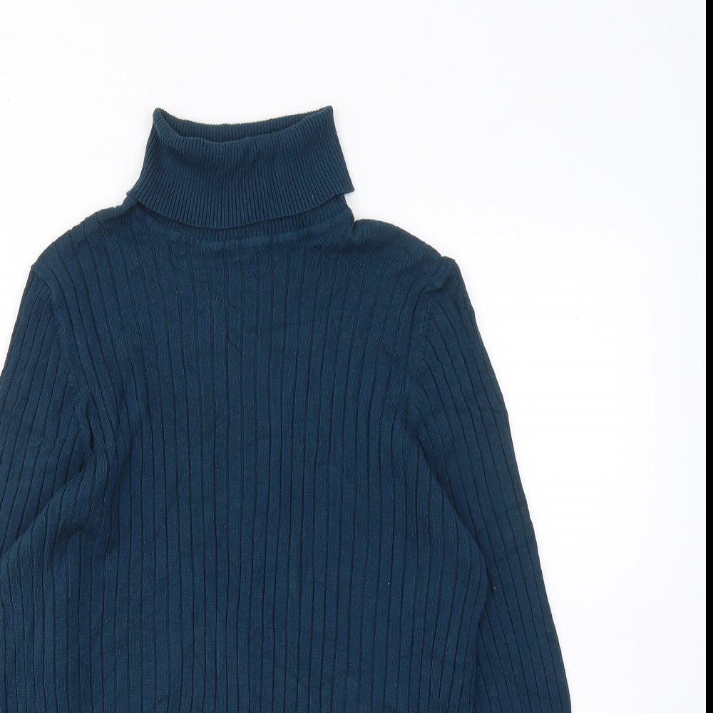 F&F Womens Blue Roll Neck Viscose Pullover Jumper Size 22