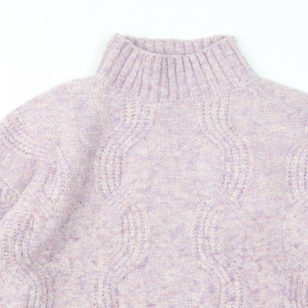 TU Womens Pink Mock Neck Polyester Pullover Jumper Size M