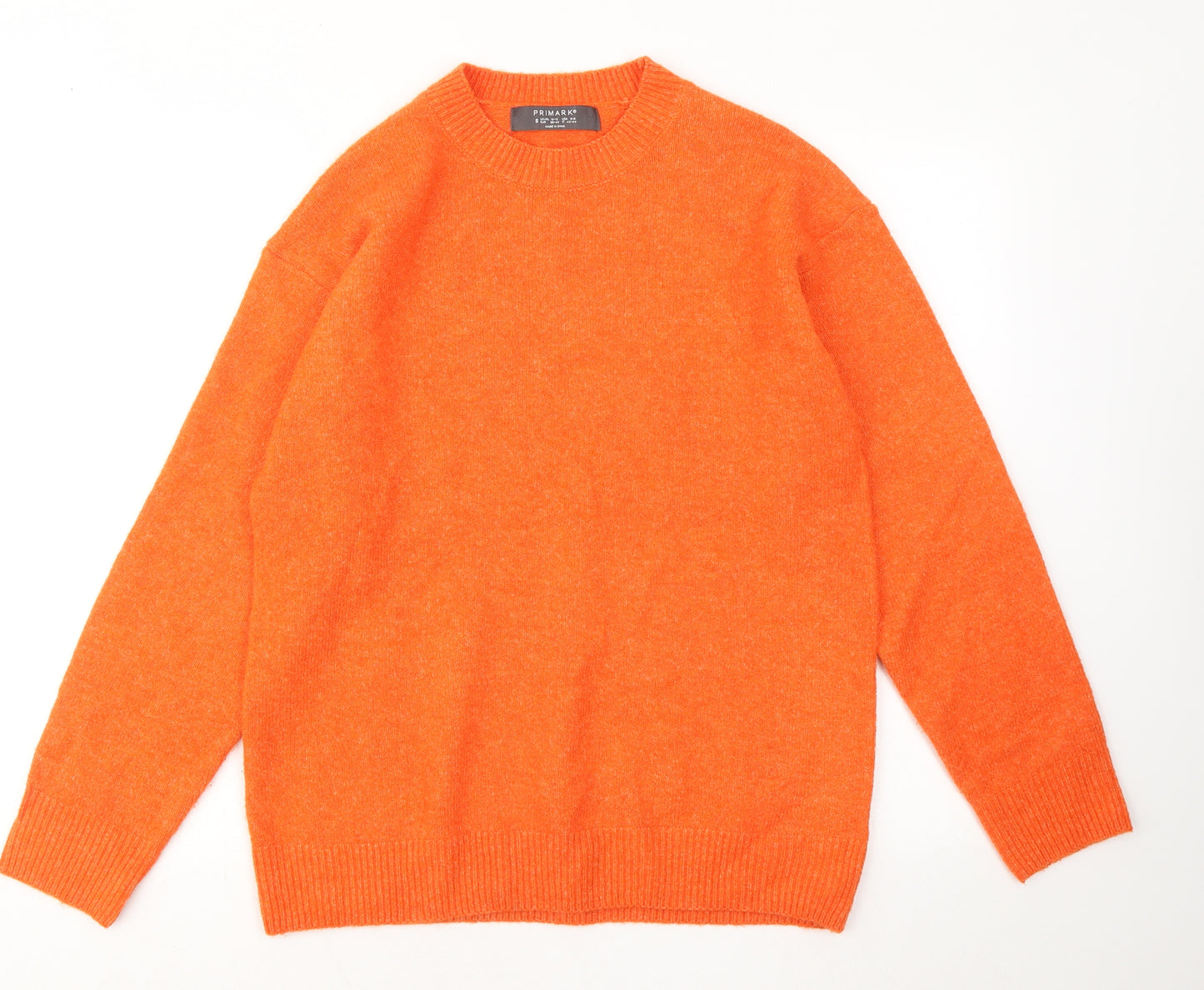 Primark Womens Orange Round Neck Acrylic Pullover Jumper Size 10