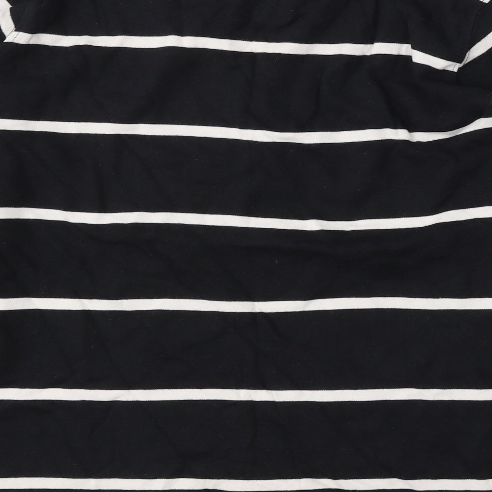 Alice Collins Womens Black Striped Cotton Pullover Sweatshirt Size 18