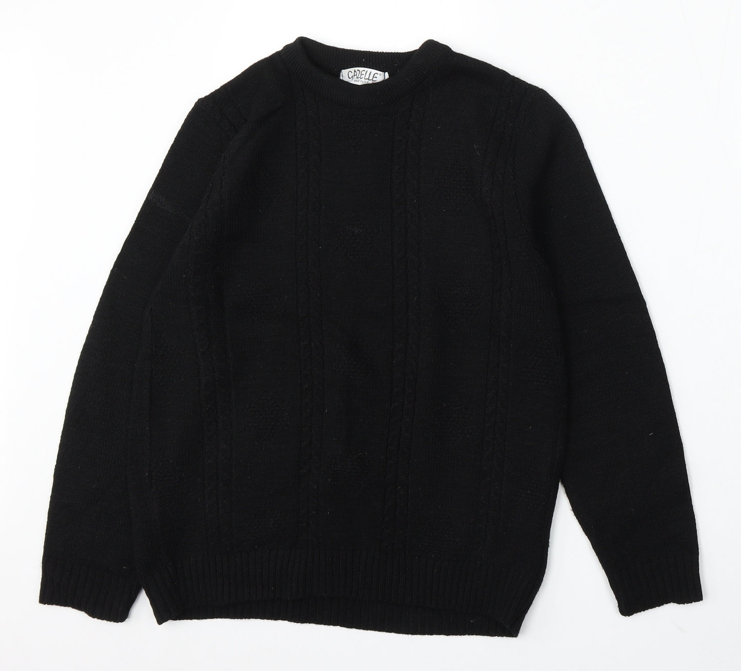 Gazelle Womens Black Round Neck Acrylic Pullover Jumper Size XL