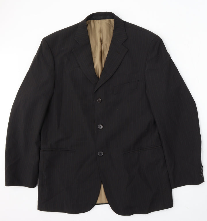 Impressions Mens Black Striped Polyester Jacket Suit Size 40