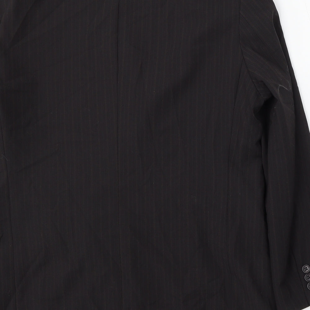 Impressions Mens Black Striped Polyester Jacket Suit Size 40