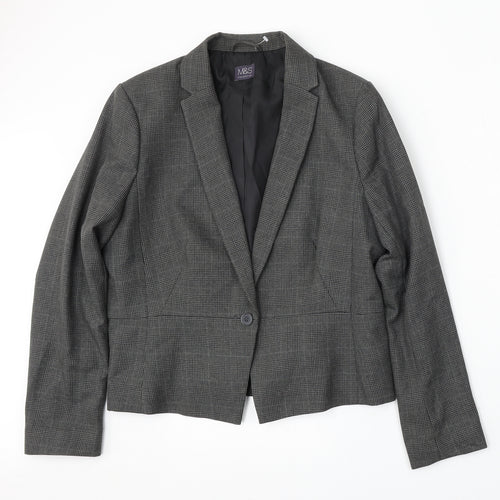 Marks and Spencer Womens Grey Plaid Polyester Jacket Suit Size 14