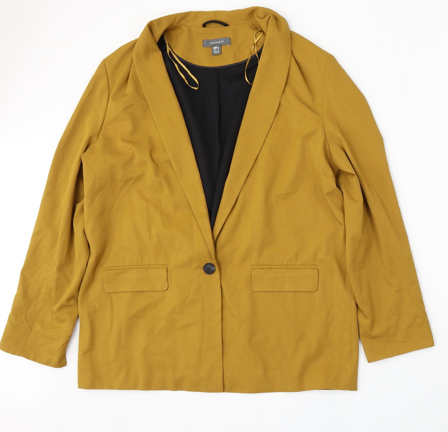 Primark Womens Yellow Polyester Jacket Suit Size 14