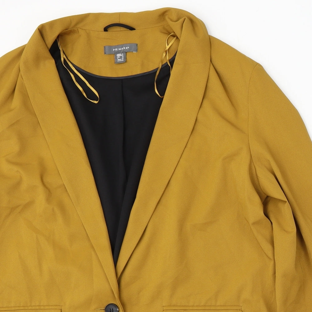 Primark Womens Yellow Polyester Jacket Suit Size 14